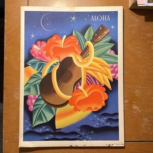 Set of 6 Vintage Tropical Art Print Dinner menus from s s matsonia 1946